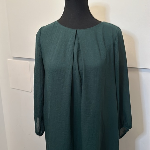 H&M green woman dress perfect for fall 3/4 sleeves size 8 - Picture 3 of 8